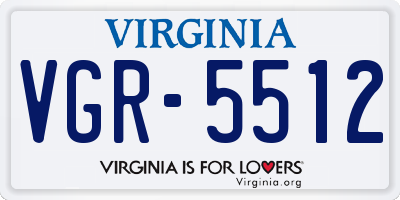 VA license plate VGR5512