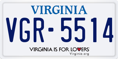 VA license plate VGR5514