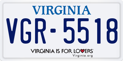 VA license plate VGR5518