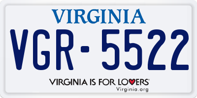 VA license plate VGR5522