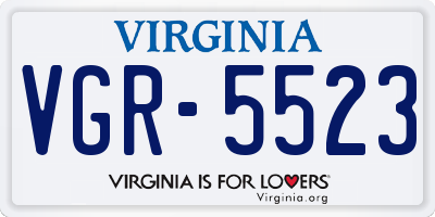 VA license plate VGR5523