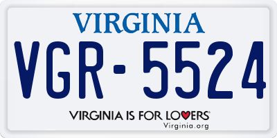 VA license plate VGR5524