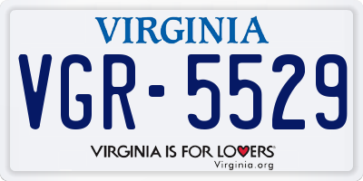 VA license plate VGR5529