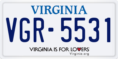 VA license plate VGR5531