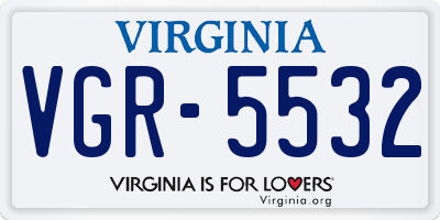 VA license plate VGR5532