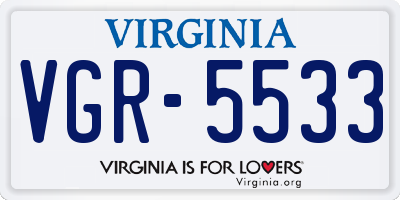 VA license plate VGR5533