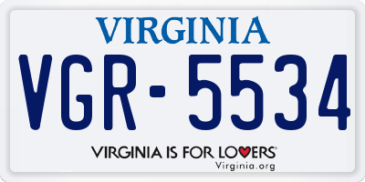 VA license plate VGR5534