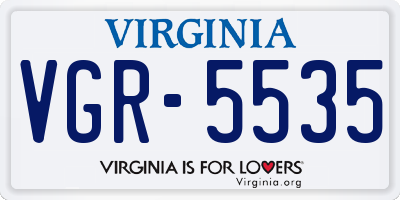 VA license plate VGR5535