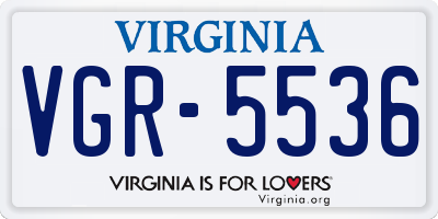 VA license plate VGR5536