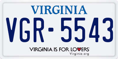 VA license plate VGR5543