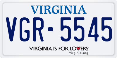 VA license plate VGR5545
