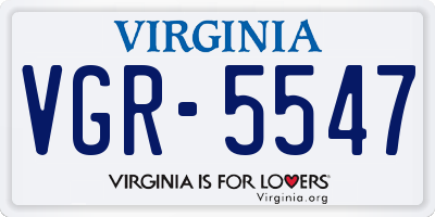 VA license plate VGR5547
