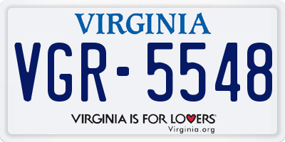 VA license plate VGR5548