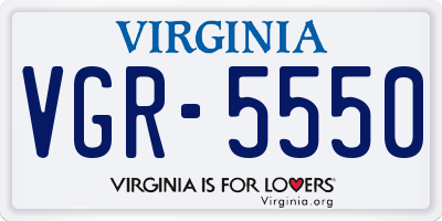 VA license plate VGR5550
