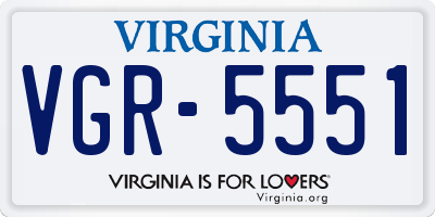 VA license plate VGR5551