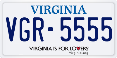 VA license plate VGR5555