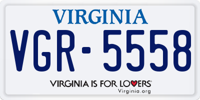 VA license plate VGR5558