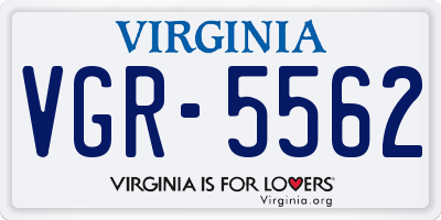 VA license plate VGR5562
