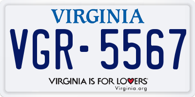 VA license plate VGR5567