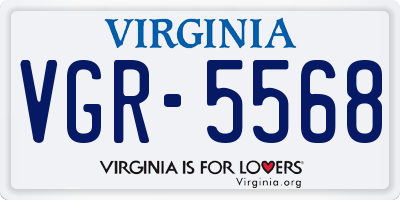VA license plate VGR5568
