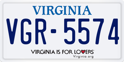 VA license plate VGR5574