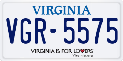 VA license plate VGR5575