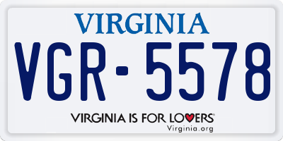 VA license plate VGR5578