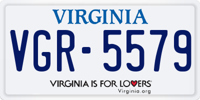 VA license plate VGR5579