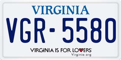 VA license plate VGR5580