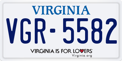 VA license plate VGR5582