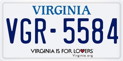VA license plate VGR5584