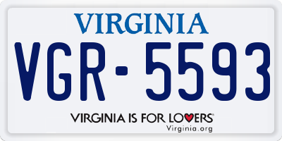 VA license plate VGR5593