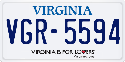 VA license plate VGR5594