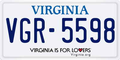 VA license plate VGR5598