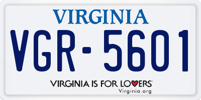 VA license plate VGR5601