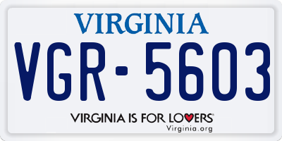 VA license plate VGR5603