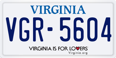 VA license plate VGR5604