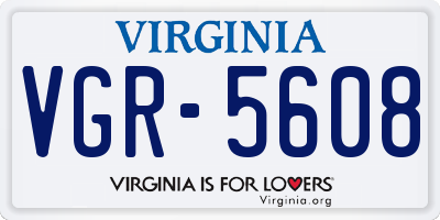 VA license plate VGR5608