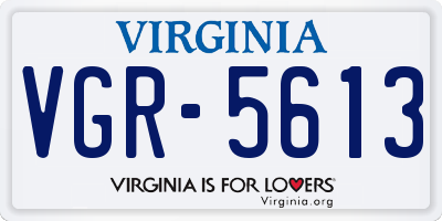 VA license plate VGR5613