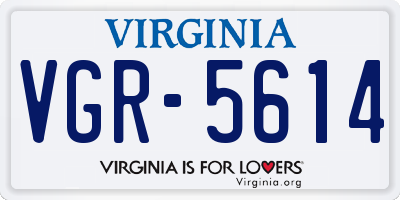 VA license plate VGR5614