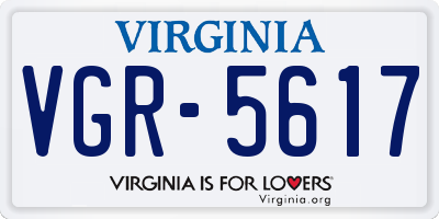 VA license plate VGR5617