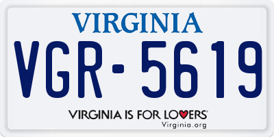 VA license plate VGR5619