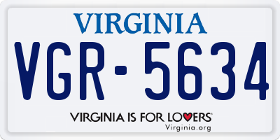 VA license plate VGR5634
