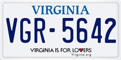 VA license plate VGR5642