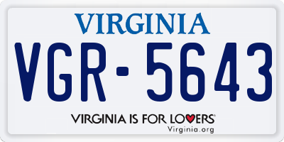 VA license plate VGR5643