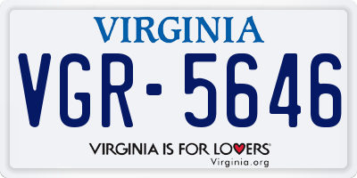 VA license plate VGR5646