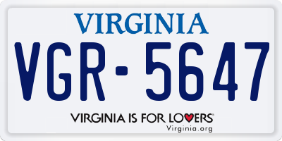 VA license plate VGR5647