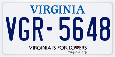 VA license plate VGR5648