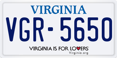 VA license plate VGR5650