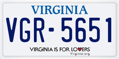VA license plate VGR5651
